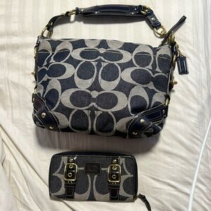 Brand New Navy Coach Hobo Purse with Wallet